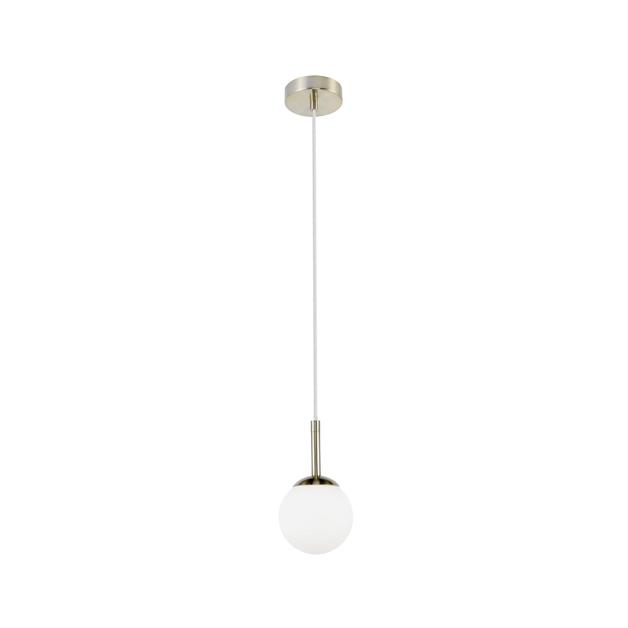 Brilliant Gitse - badkamer hanglamp - Ø x 102 cm - IP44 - messing en wit | Lichtkoning