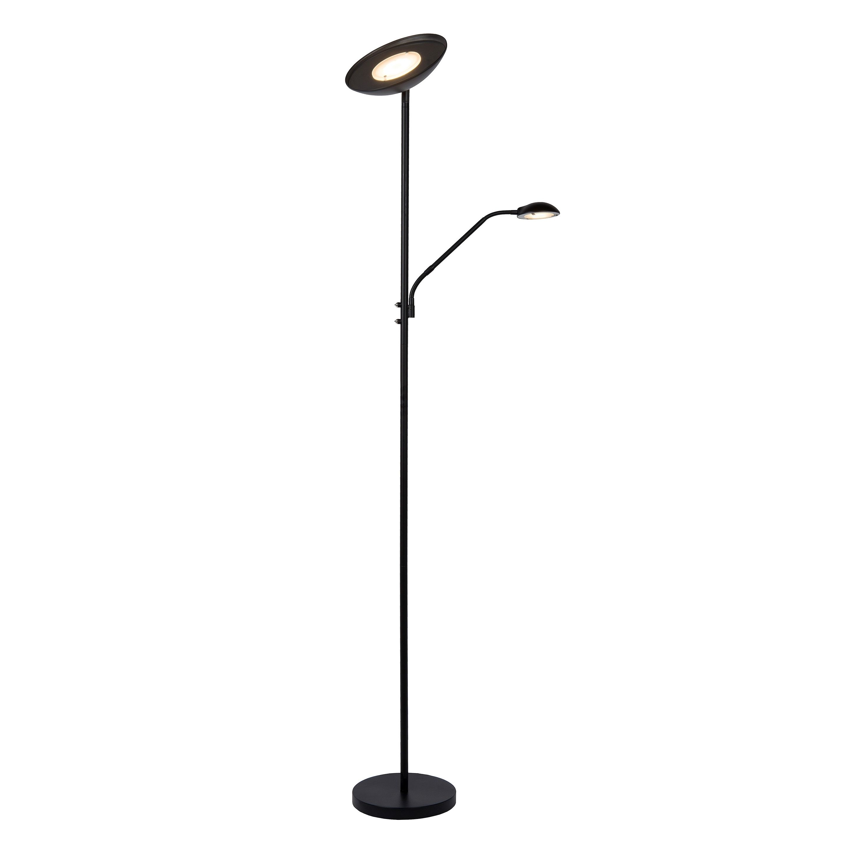 Werkgever zelfstandig naamwoord Bediening mogelijk Lucide Zenith - staanlamp met leeslamp - 180 cm - 20W + 4W dimbare LED  incl. - zwart | Lichtkoning