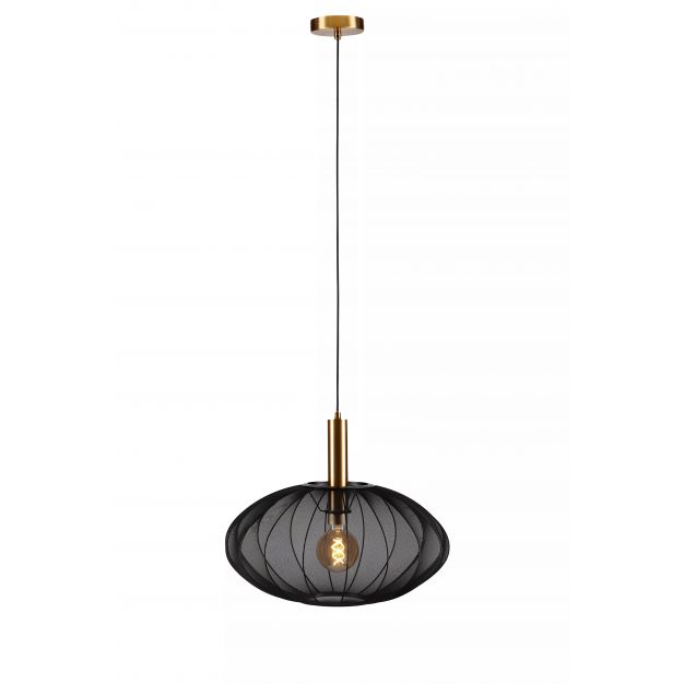 Lucide Corina - hanglamp - Ø 50 x 170 cm - zwart en messing