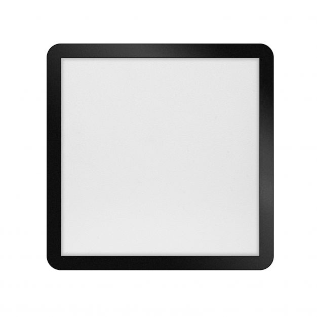 ETH Anne Square - plafondverlichting - 40 x 40 x 2,7 cm - 3 stappen dimbaar - 24W LED incl. - IP44 - zwart