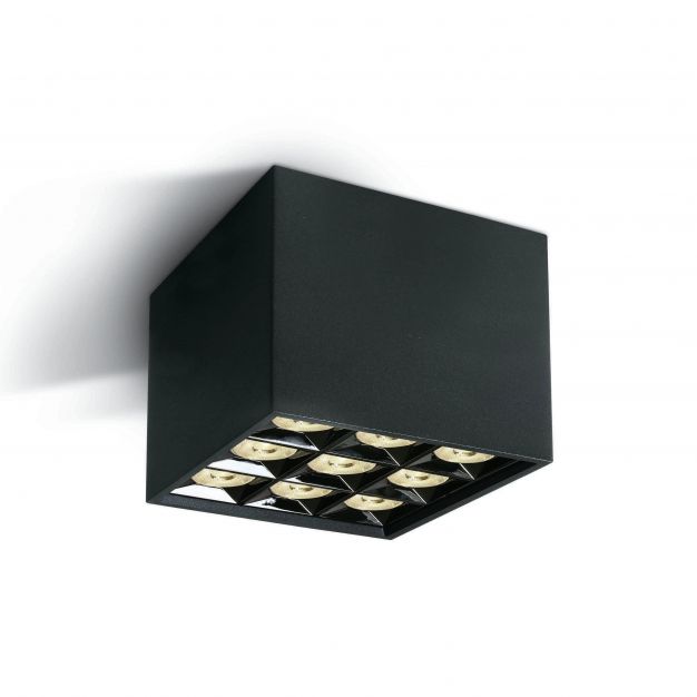 ONE Light Mirror Square Boxes - plafondverlichting - 12,3 x 12,3 x 8,8 cm - 30W LED incl. - zwart