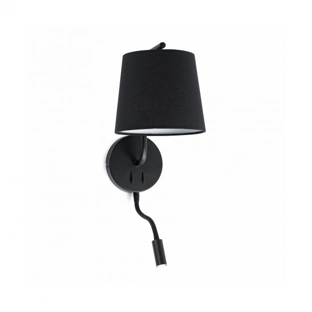 Faro Berni - wandverlichting met schakelaar - 20 x 29 x 57 cm - 3W LED incl. - mat zwart