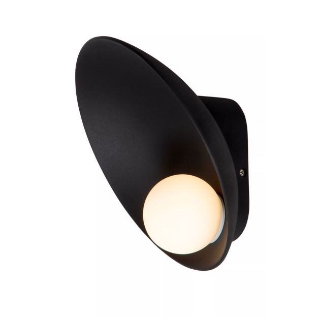 Lucide Raynell - wandlamp - 23,5 x 15,5 x 23,5 cm - 6W dimbare LED incl. - zwart 