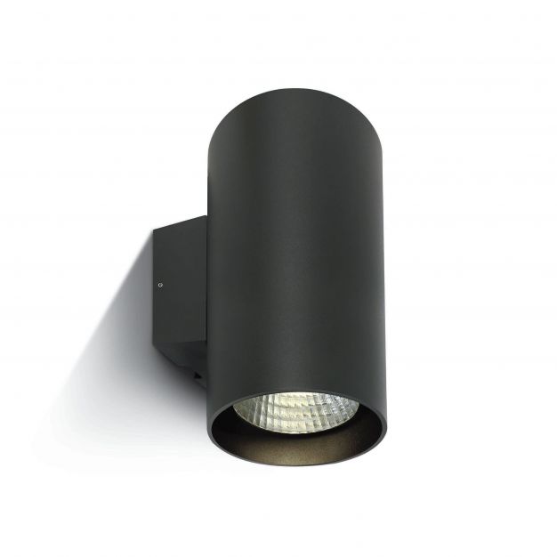 ONE Light Outdoor Wall Cylinders High Power - buiten wandverlichting - 14 x 18 x 30 cm - 2 x 20W dimbare LED incl. - IP65 - antraciet - witte lichtkleur