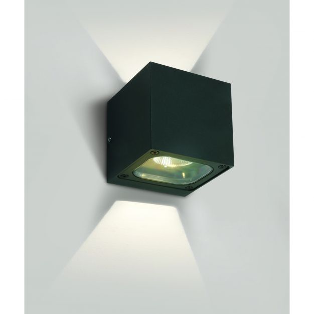 ONE Light Cube Wall Lights Up & Down- buiten wandverlichting - 10 x 10 x 10 cm - 6W LED incl. - IP65 - antraciet