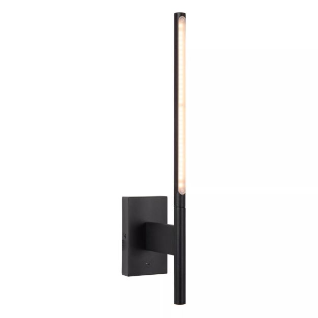 Lucide Finan - wandlamp met USB oplaadpunt - 8 x 14,2 x 48 cm - 6W LED incl. - zwart