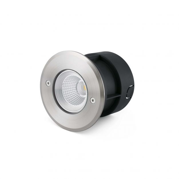 Faro Suria-3 - ronde grondspot voor buiten - Ø 120 mm, Ø 100 mm inbouwmaat - 3W LED incl. - IP67 - satijn inox - 60 graden