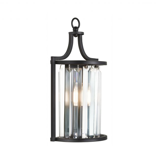 Searchlight Victoria - wandverlichting - 8 x 35 cm - mat zwart en transparant