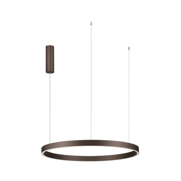 Nova Luce Elowen - hanglamp met afstandsbediening - Ø 80 x 150 cm - 77W dimbare LED incl. - geborsteld koffiebruin (laatste stuk)