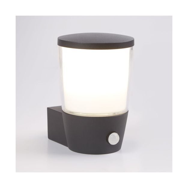 Searchlight Tucson - buiten wandverlichting met sensor - 11 x 16 cm - IP44 - donkergrijs