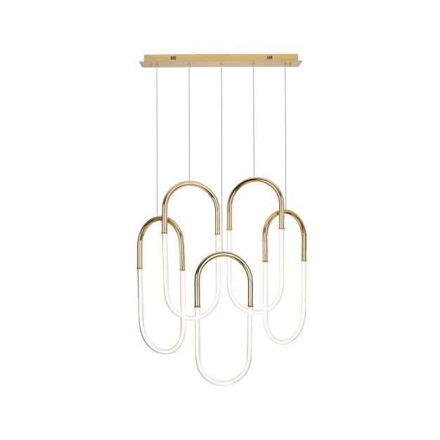 Maxlight Olivia - hanglamp - 90 x 200 cm - 5 x 14 x 4W LED incl. - goud