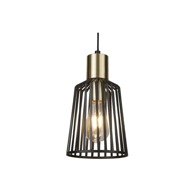 Searchlight Bird Cage - hanglamp - Ø 16 x 150 cm - mat zwart