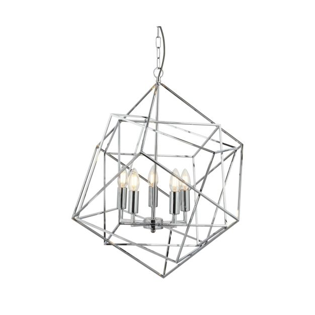 Searchlight Cube - luster - Ø 55 x 150 cm - chroom