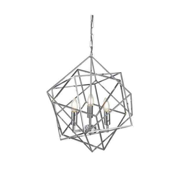 Searchlight Cube - luster - Ø 48 x 150 cm - chroom