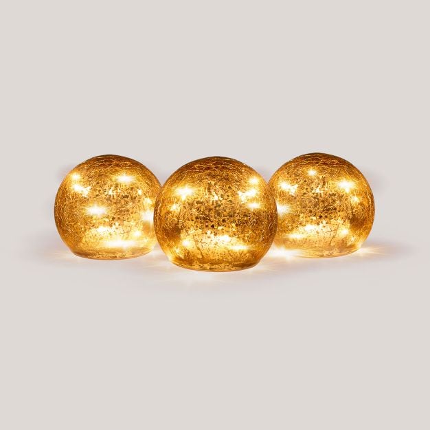 New Garden Lua - decoratieve set lichtballen - 3 stuks - Ø 10 cm - goud