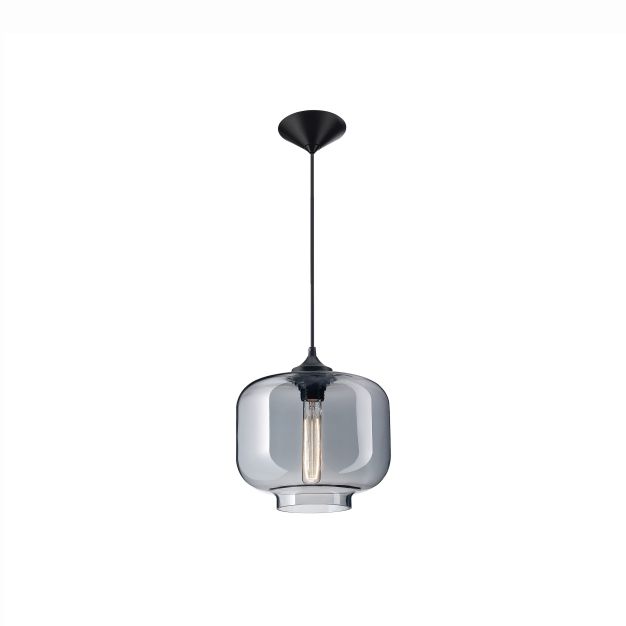 Nova Luce Fumo - hanglamp - Ø 25 x 180 cm - grijs en zwart