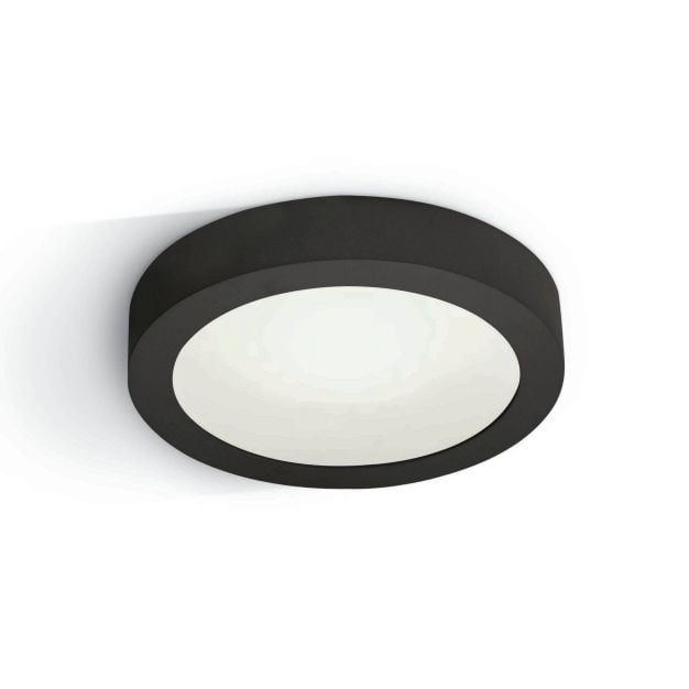 ONE Light LED Plafo Round - plafondverlichting - Ø 24 x 3,9 cm - 16W LED incl. - zwart - witte lichtkleur