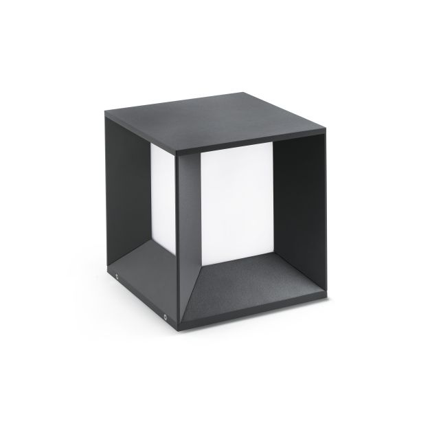 Faro Mila - sokkellamp - 22 x 22 x 24 cm - 18W LED incl. - 18W LED incl. - IP65 - donkergrijs