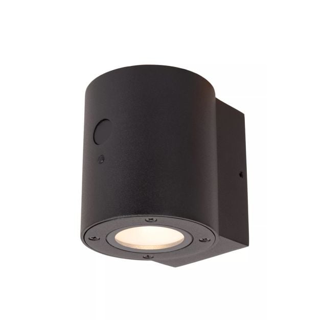 Lucide Perth - buiten wandlamp met dag- nachtsensor op zonne-energie - 12,6 x 9 x 10,5 cm - 1W dimbare LED incl. - IP54 - zwart