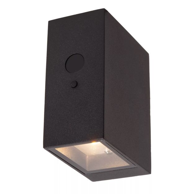 Lucide Bolton - buiten wandlamp met dag- nachtsensor op zonne-energie - 11,2 x 5,8 x 12 cm - 1W dimbare LED incl. - IP54 - zwart