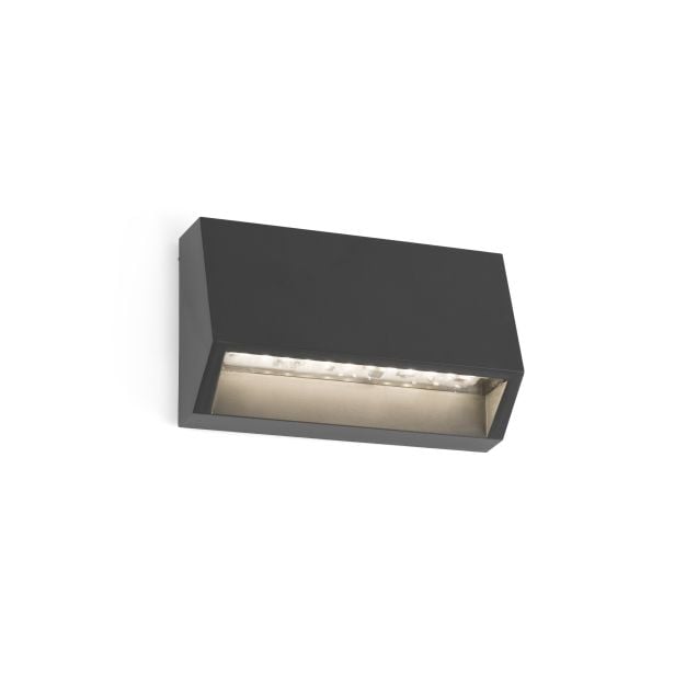 Faro Must - wandverlichting - 9,6 x 3 x 6 cm - 2W LED incl. - IP65 - donkergrijs