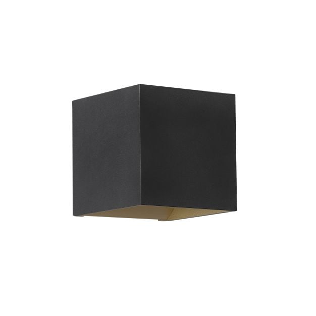 Searchlight Cube - wandlamp - 9,7 x 9,7 x 9,7 cm - zwart met goud