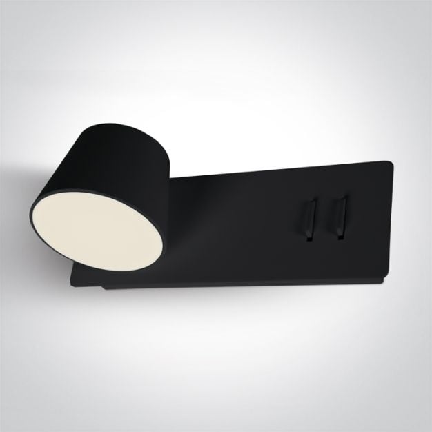 ONE Light Reading Spots - wandverlichting met schakelaar - 22 x 12 x 8 cm - 6W + 4W LED incl. - zwart