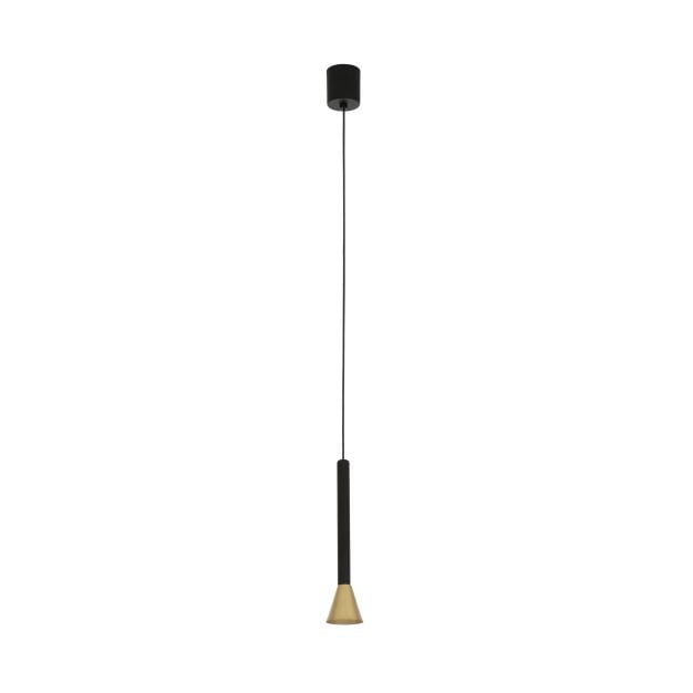 Nova Luce Navan - hanglamp - Ø 6 x 150 cm - 6W LED incl. - zwart en messing (laatste stuks!)