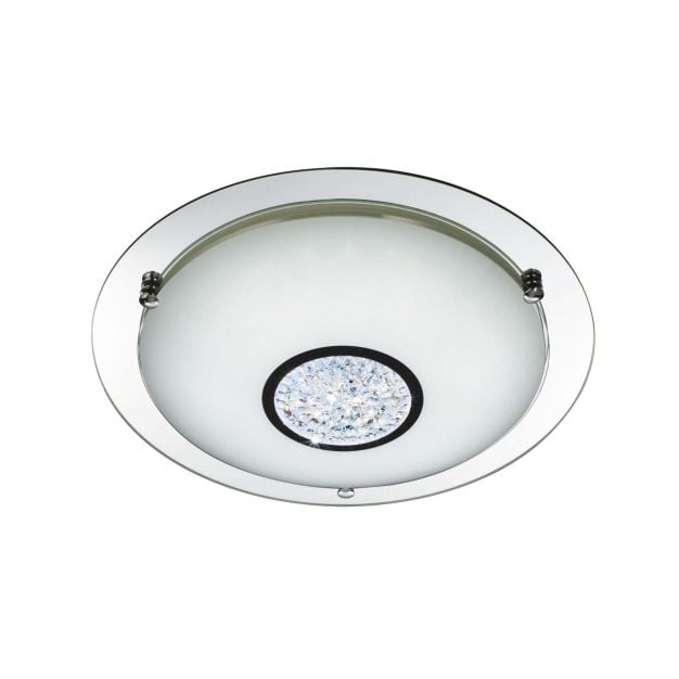 Searchlight Bathroom - plafondlamp badkamer - Ø 32 x 8 cm - 12W LED incl. - IP44 - chroom