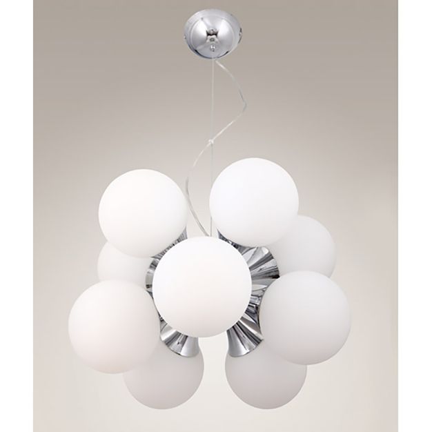 Maxlight Ball - hanglamp - Ø 41 x 120 cm - wit en chroom