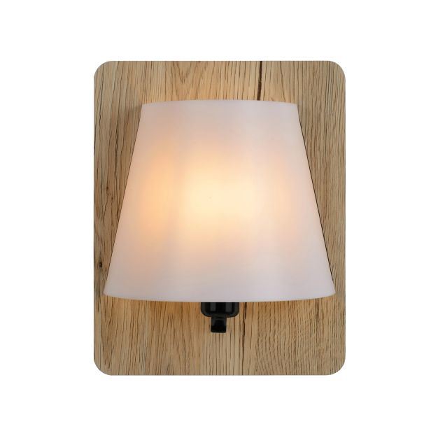 Lucide Idaho - wandlamp - 12 x 12 x 25 cm - licht bruin en opaal