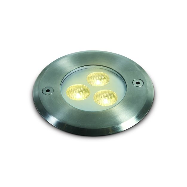 ONE Light LED Underwater Range - onderwater LED-spot - Ø 100 mm, Ø 88 mm inbouwmaat - 3 x 1W dimbare LED incl. - IP68 - stainless steel - warm witte lichtkleur