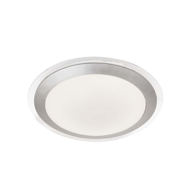 Searchlight Bathroom Flush - plafondlamp badkamer - Ø 33 x 7 cm - 12W dimbare LED incl. - IP44 - zilver