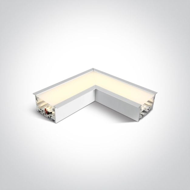 ONE Light Recessed LED Linear Profiles - hoek voor 38152R - 16,4 x 7 x 6 cm - 8W LED incl. - wit - warm witte tot koel witte lichtkleur