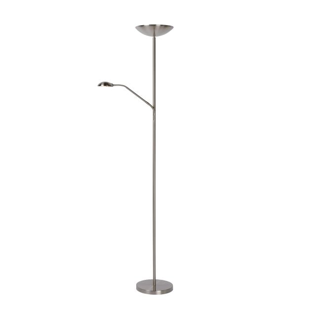 Lucide Zenith - staanlamp met leeslamp - Ø 25,4 x 180 cm - 20W + 4W LED incl. - mat chroom