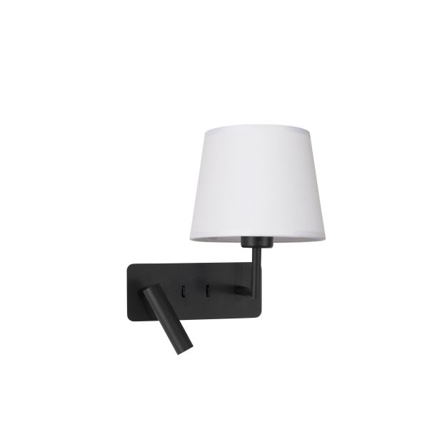 Nova Luce Savona - wandverlichting met schakelaar - 27,5 x 24 x 32 cm - 3W LED incl. - wit en zand zwart