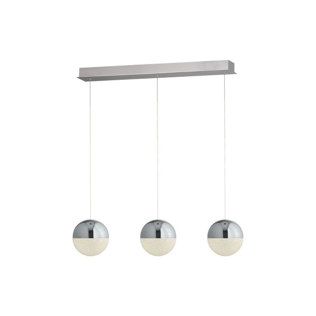 Searchlight Marbles - hanglamp - 80 x 18 x 150 cm - 3 x 12W dimbare LED incl. - chroom