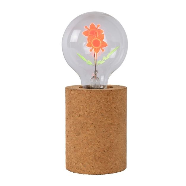 Lucide Corky ( Flower ) - tafellamp - 19 cm - 3W LED incl. - bruin