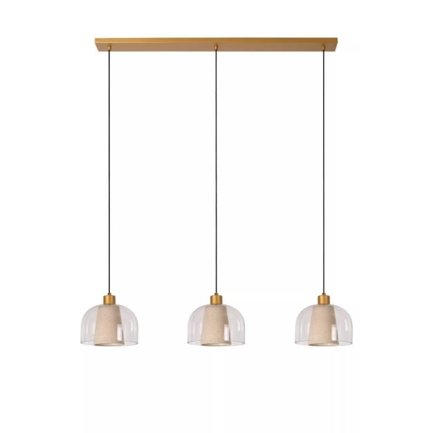 Lucide Gunhild 3L - hanglamp - 122 x 24 x 146,6 cm - beige/goud/transparant