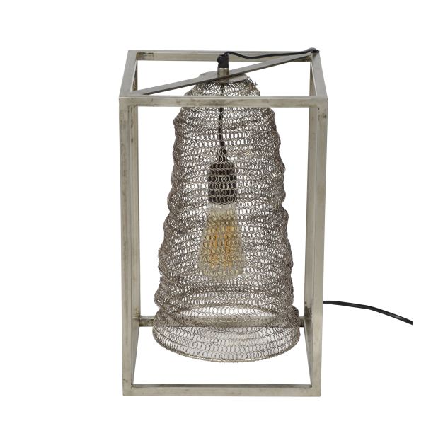 Vico Rectangle Mesh Hanging - tafellamp - 25 x 25 x 40 cm - antiek nikkel