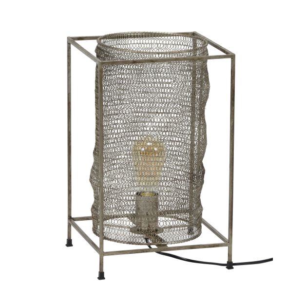 Vico Rectangle Mesh - tafellamp - 25 x 25 x 40 cm - antiek nikkel