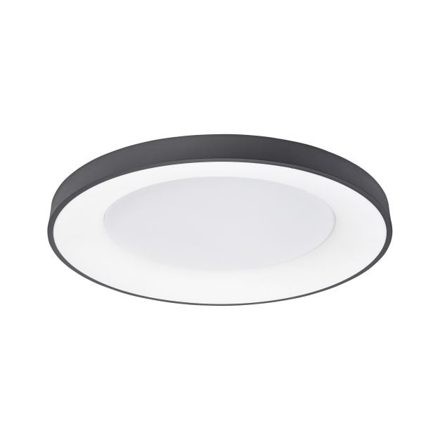 Nova Luce Rando Thin - plafondverlichting - Ø 60 x 9 cm - 50W dimbare LED incl. - zand zwart - warm witte lichtkleur