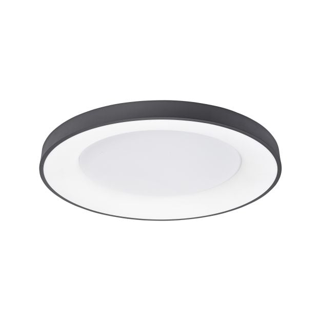 Nova Luce Rando Thin - plafondverlichting - Ø 60 x 9 cm - 50W dimbare LED incl. - zand zwart - witte lichtkleur