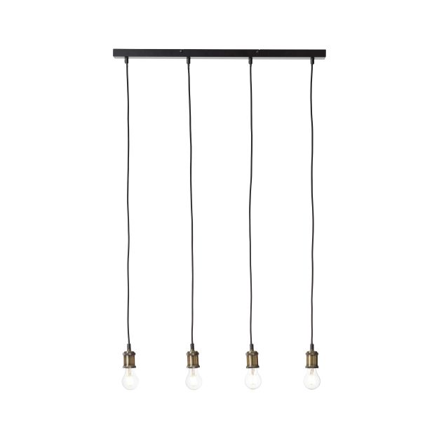 Brilliant Ugolin - hanglamp - 75,2 x 6 x 110,5 cm - zwart en antiek messing