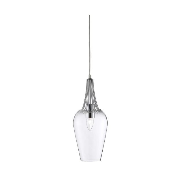 Searchlight Whisk - hanglamp - Ø 16 x 105 cm - chroom en transparant