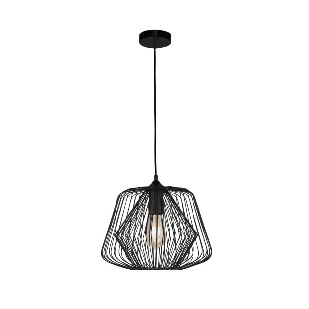 Searchlight Bell Cage - hanglamp - Ø 32 x 133 cm - zwart