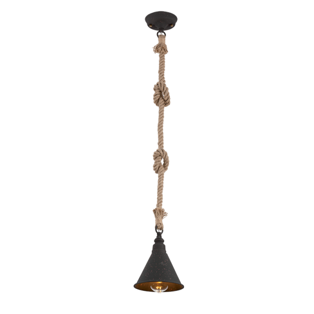 Elmark Rope - hanglamp - Ø 16 x 100 cm - zwart geroest