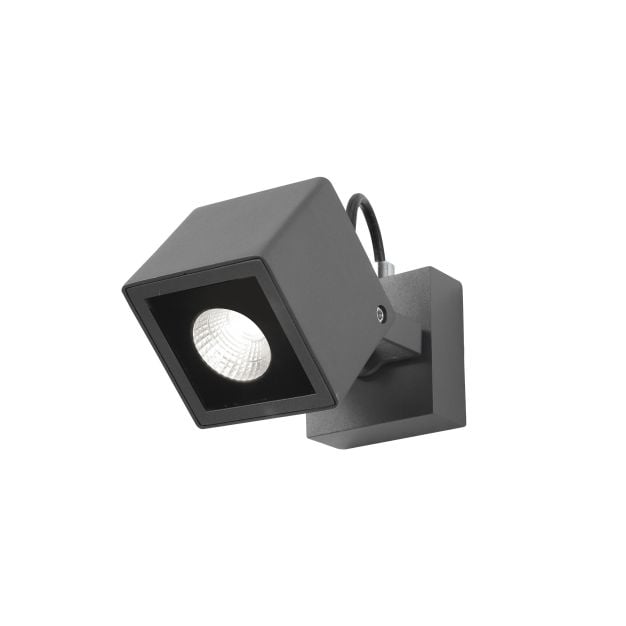 Nova Luce Focus - buiten opbouwspot - 8,5 x 14 x 12 cm - 6W LED incl. - IP54 - donkergrijs