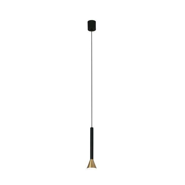 Faro Danka - hanglamp - Ø 8 x 25,5 cm - 6W LED incl. - goud en zwart