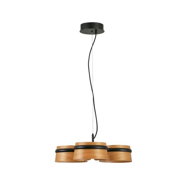 Faro Loop - hanglamp - Ø 52 x 9 cm - 3 x 6W LED incl. - bruin